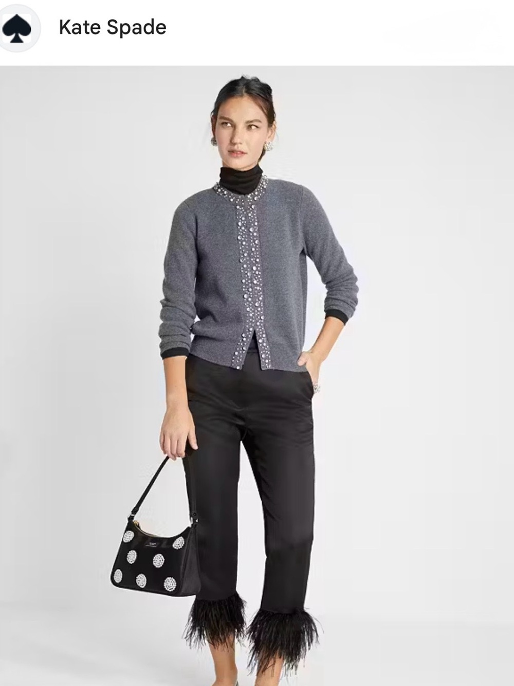Kate Spade New York Pearl Rhinestone Cardigan Sweater